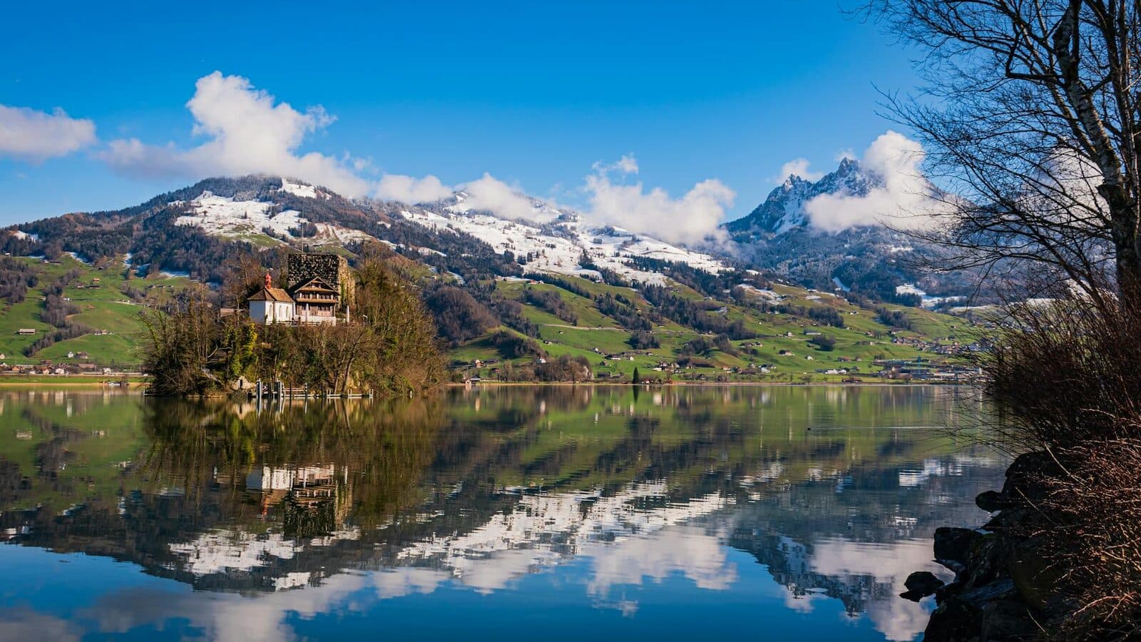 Schweizer Stadt-, Verkehrs- oder Alpenlandschaft als Titelbild