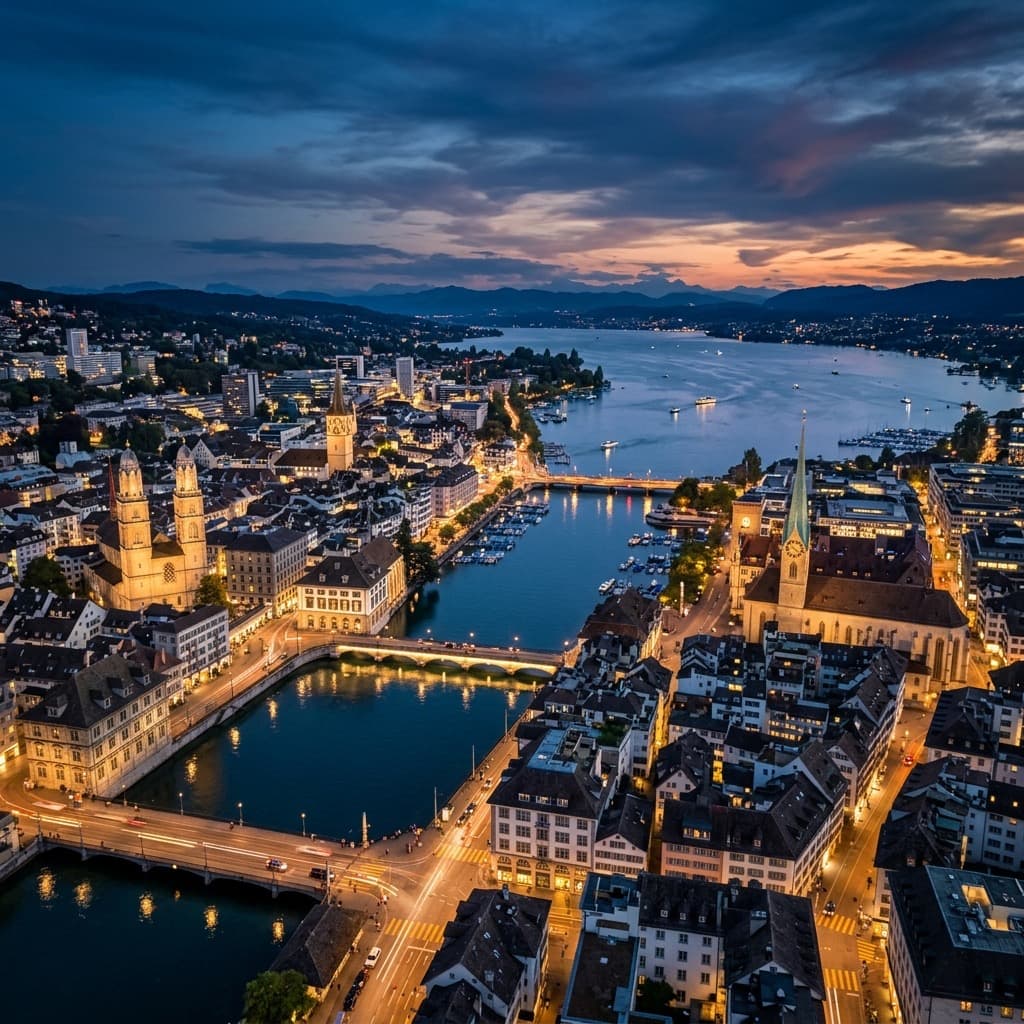 Luftblick über die Dächer der Genfer Altstadt