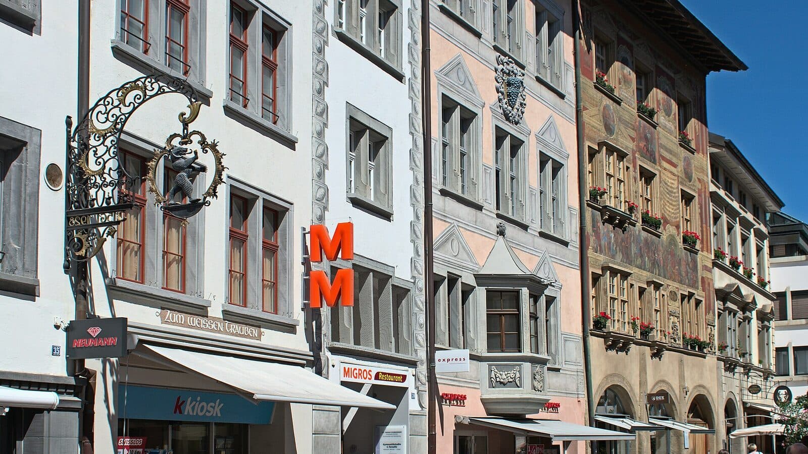 Historic buildings on Vorstadt in Schaffhausen