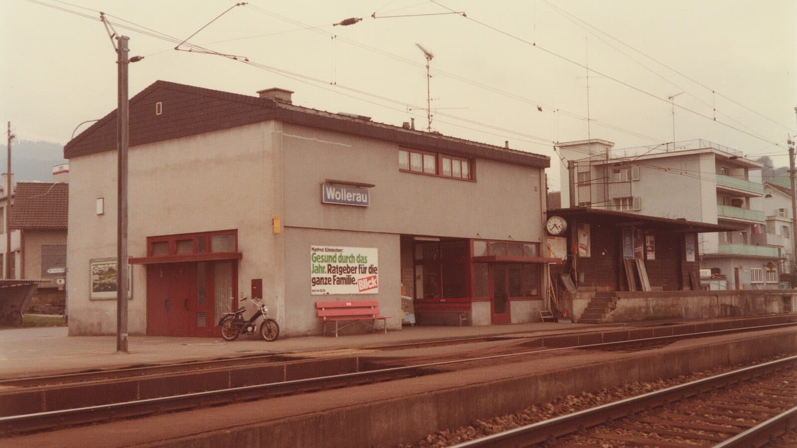 Historic Wollerau station building with goods shed