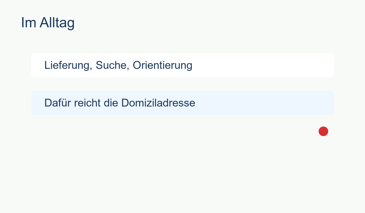 Diagramm der Alltagsnutzung einer Domiziladresse
